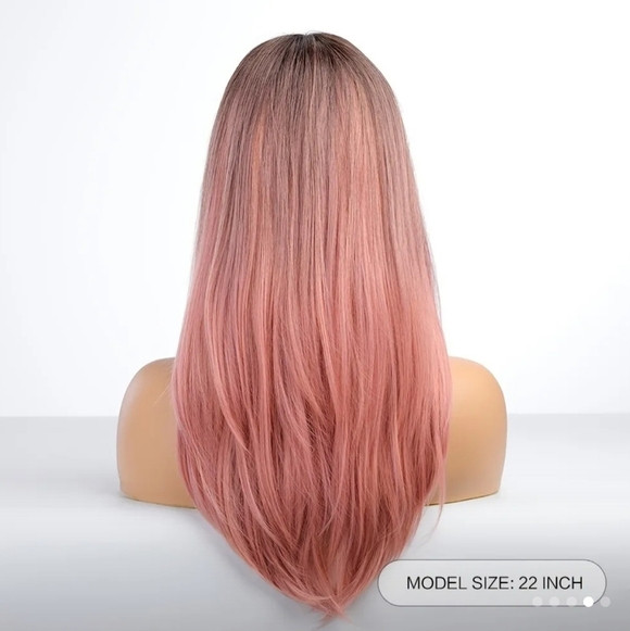 Pink Ombre Layered w/ Bangs Synthetic Wig - Picture 3 of 5